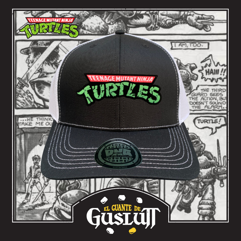 Gorra Tortugas Ninja TMNT “Classic Logo” Negra-Blanca Premium Trucker