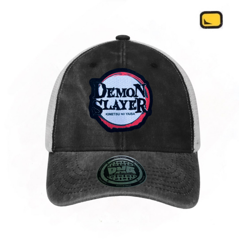 Gorra Demon Slayer: Kimetsu No Yaiba Logo Gris-Blanca Trucker