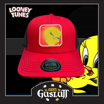 Gorra Looney Tunes “Tweety” Roja-Negra Premium Trucker