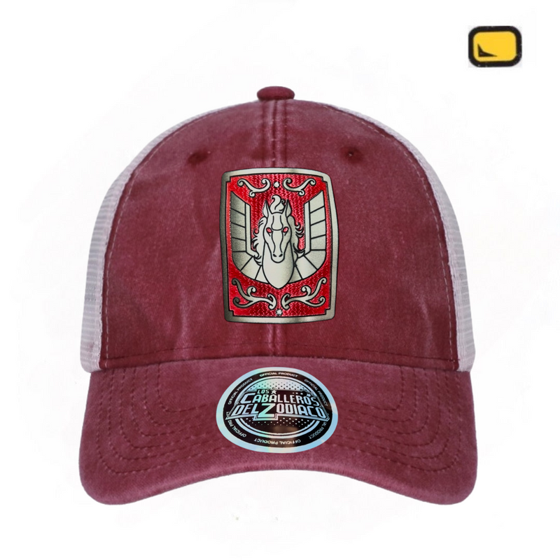 Gorra Saint Seiya “Pandora Box Pegasus” Roja-Blanca Trucker