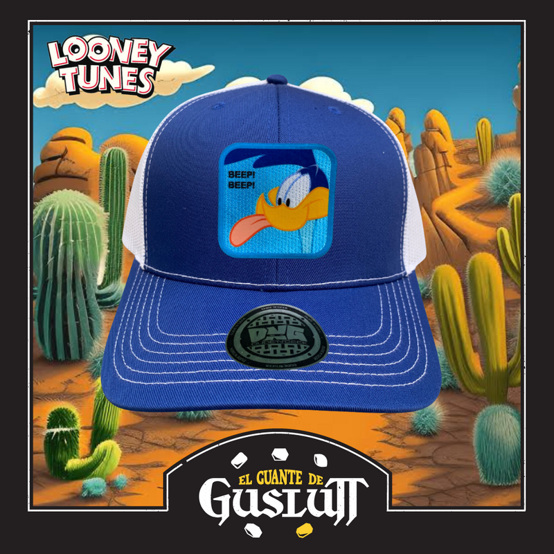 Gorra Looney Tunes “Beep-Beep Road Runner” Azul-Blanca Premium Trucker