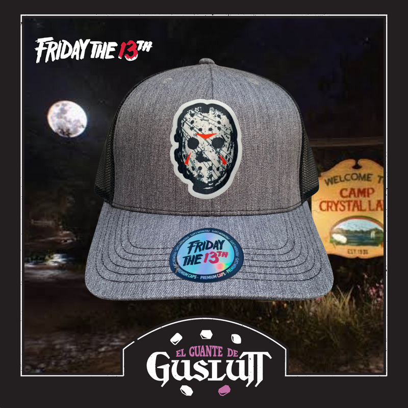 Gorra Friday the 13th “Jason Voorhees” Gris-Negra Premium Trucker