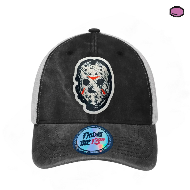 Gorra Friday the 13th “Jason Voorhees” Gris-Blanca Trucker