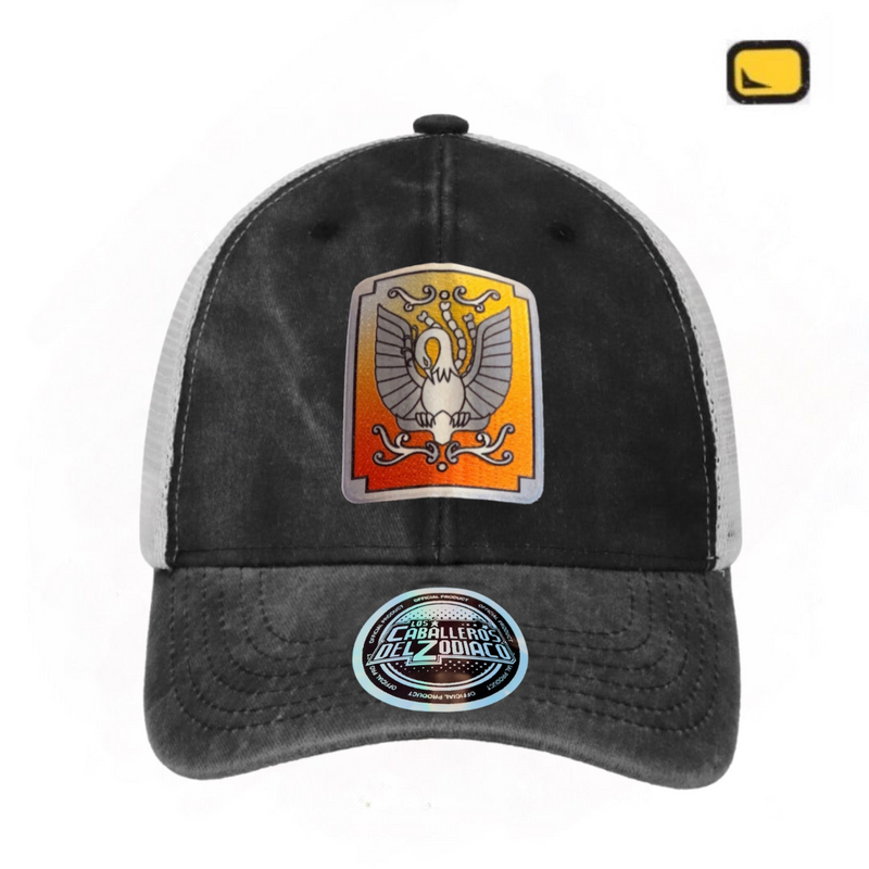 Gorra Saint Seiya “Phoenix Ikki Cloth Box” Gris-Blanca Trucker