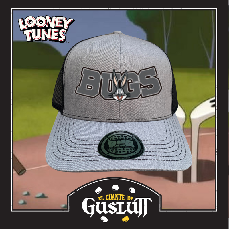 Gorra Looney Tunes “Bugs Bunny Logo” Gris-Negra Premium Trucker