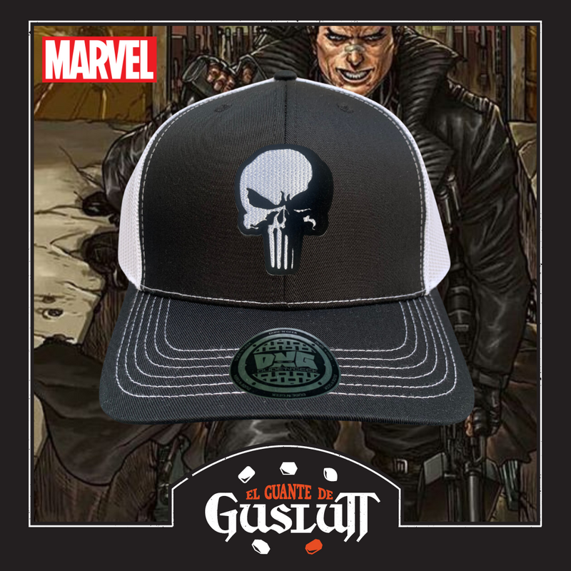 Gorra Marvel “The Punisher” Negra-Blanca Premium Trucker