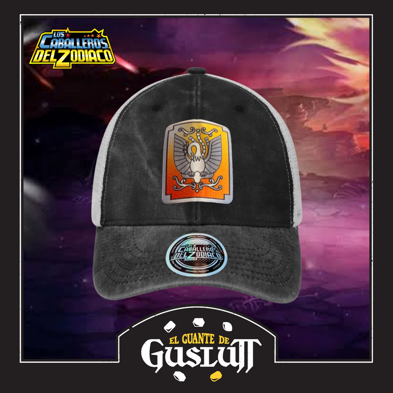 Gorra Saint Seiya “Phoenix Ikki Cloth Box” Gris-Blanca Trucker