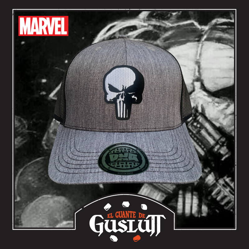 Gorra Marvel “The Punisher” Gris-Negra Premium Trucker