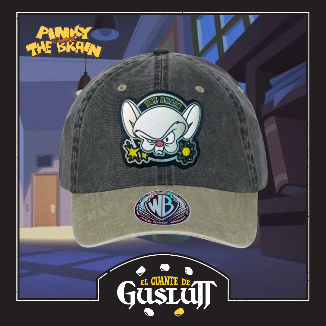 Gorra Animaniacs Pinky and the Brain “The Brain” Gris-Beige Vintage