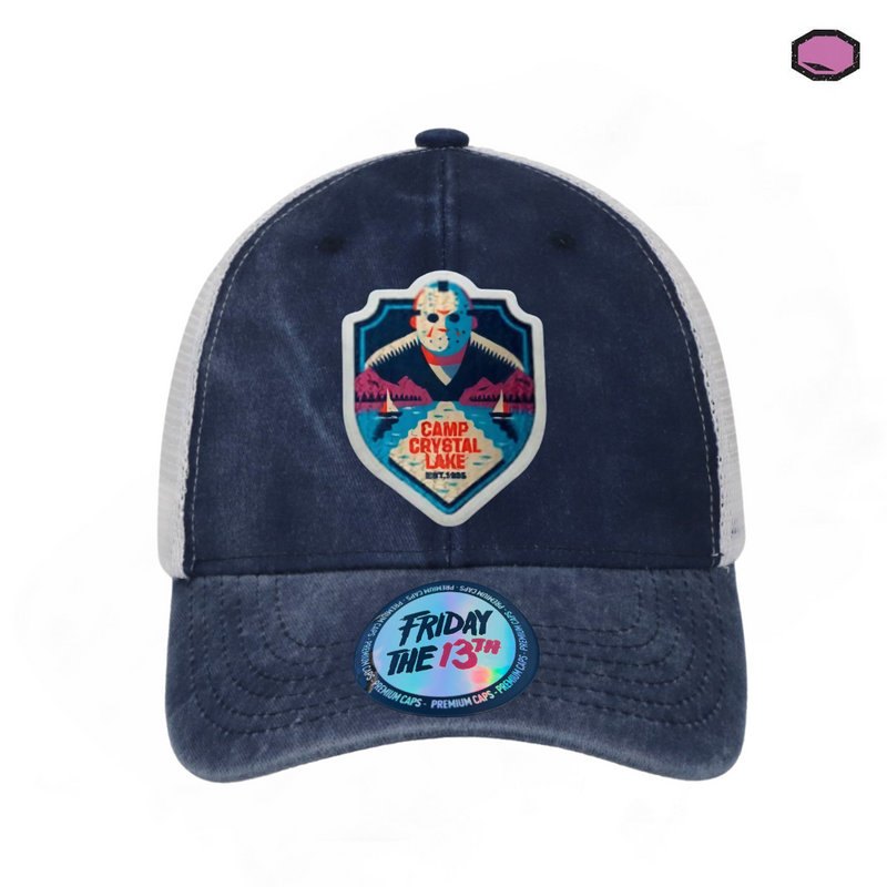 Gorra Friday the 13th “Camp Crystal Lake Est. 1935” Azul-Blanca Trucker