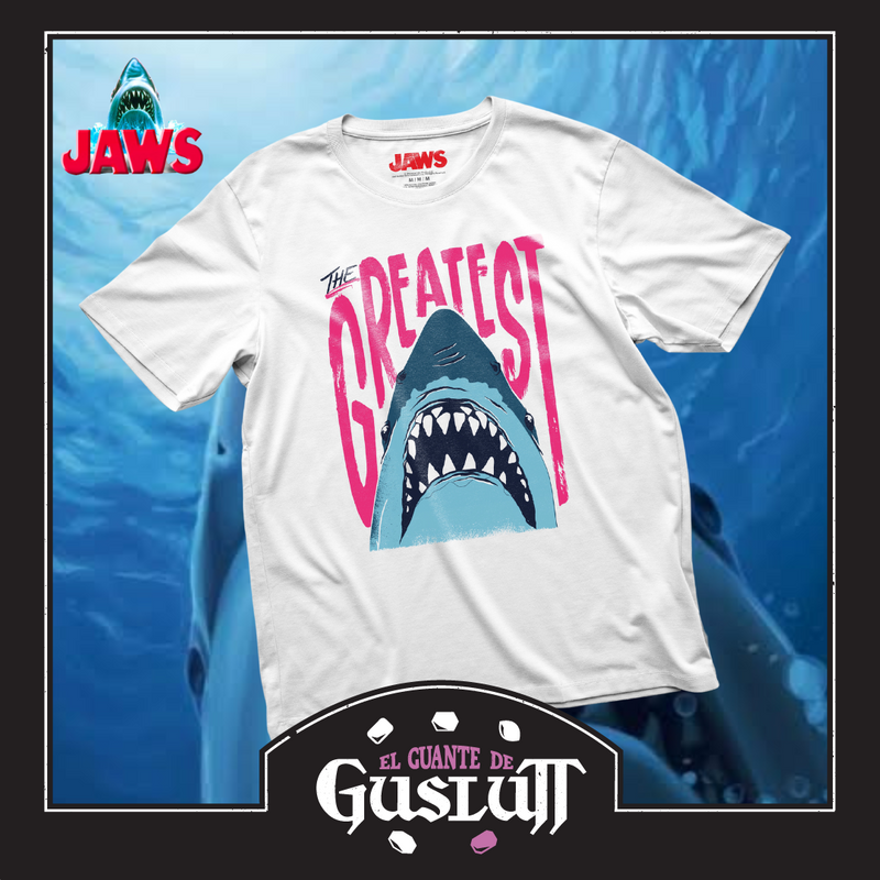 Playera Universal Studios Jaws “The Greatest” Blanca