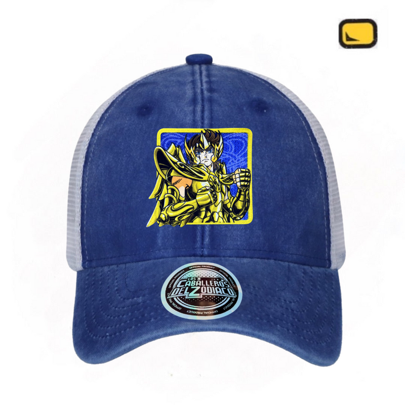 Gorra Saint Seiya “Aiolos of Saggitarius” Azul Royal-Blanca Trucker