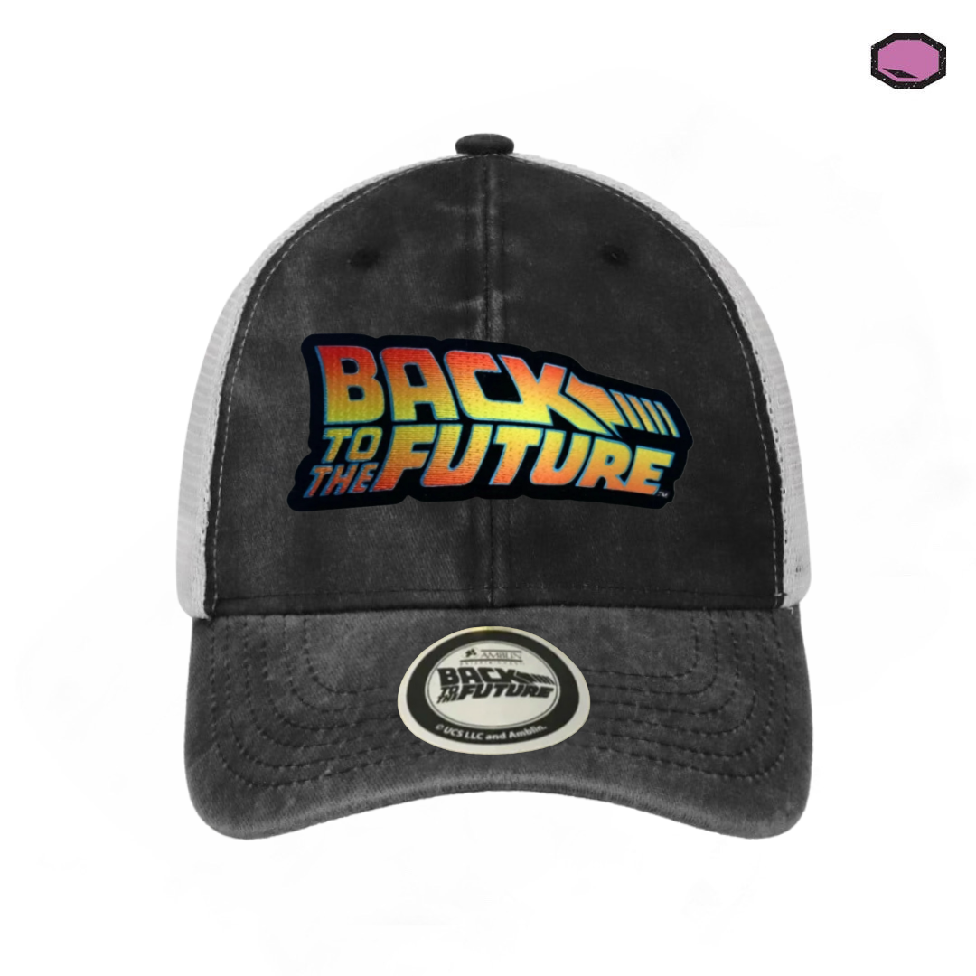 Gorra Back to the Future “Classic Logo” Gris-Blanca Trucker