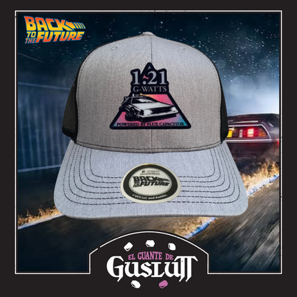 Gorra Back to the Future “1.21 G-Watts” Gris-Negra Premium Trucker