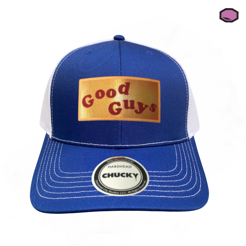 Gorra Chucky “Good Guys” Azul-Blanca Premium Trucker