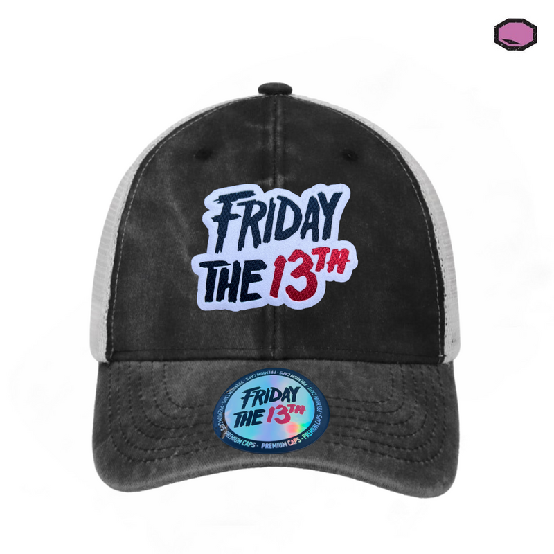 Gorra Friday the 13th “Classic Logo” Gris-Blanca Trucker