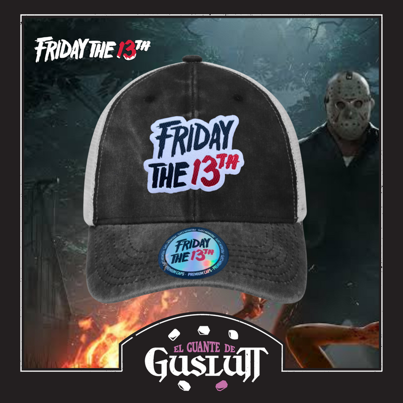 Gorra Friday the 13th “Classic Logo” Gris-Blanca Trucker