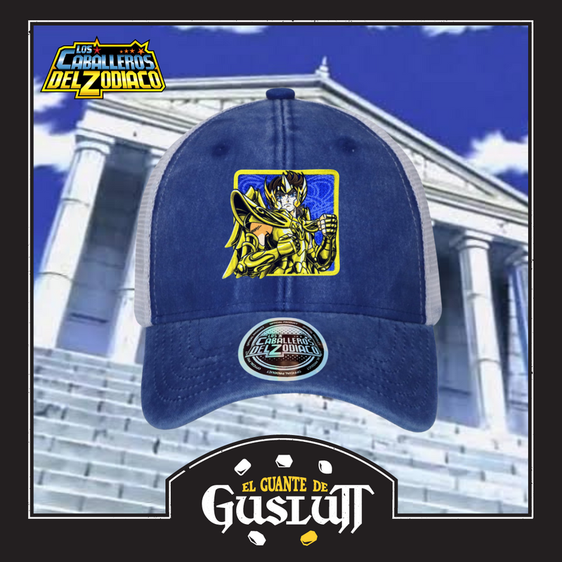 Gorra Saint Seiya “Aiolos of Saggitarius” Azul Royal-Blanca Trucker