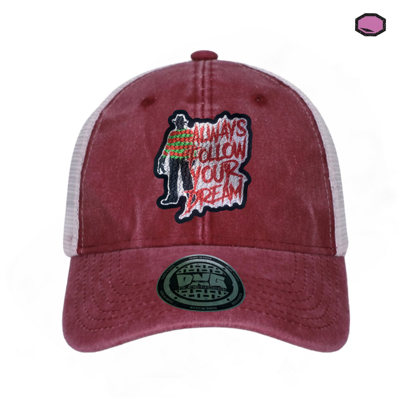 Gorra A Nightmare on Elm Street “Always follow your dream” Roja-Blanca Trucker