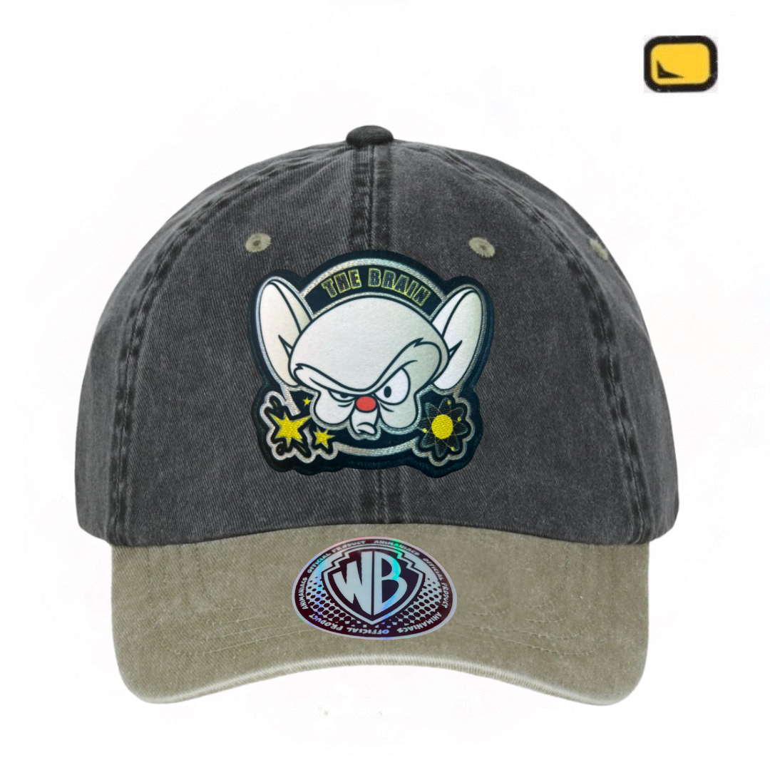 Gorra Animaniacs Pinky and the Brain “The Brain” Gris-Beige Vintage