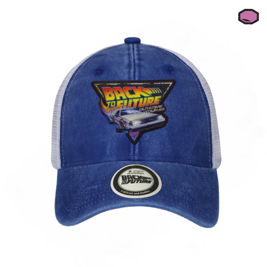 Gorra Back to the Future “Outatime Tour” Azul Royal-Blanca  Trucker