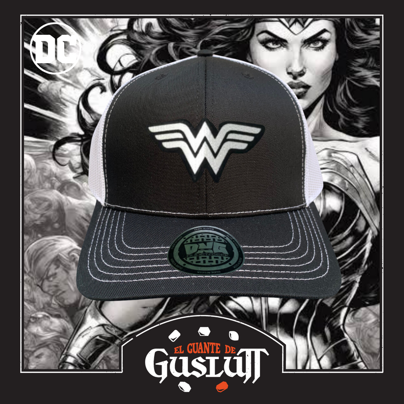 Gorra DC Comics “Wonder Woman Black & White Logo” Negra-Blanca Premium Trucker