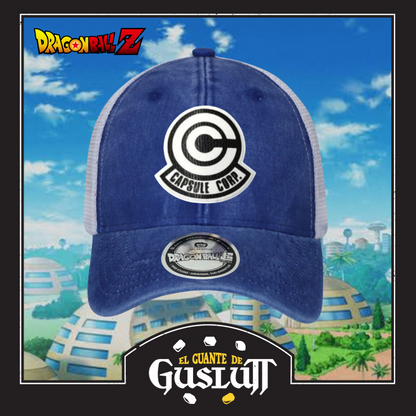 Gorra Dragon Ball Z “Capsule Corp Logo” Azul Royal-Blanca Trucker