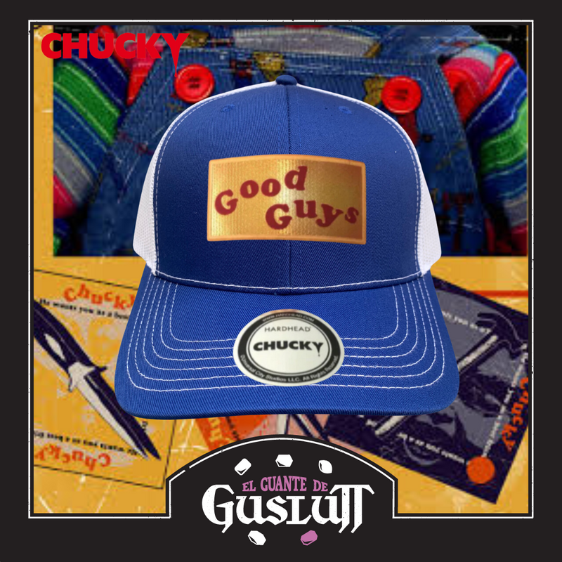 Gorra Chucky “Good Guys” Azul-Blanca Premium Trucker