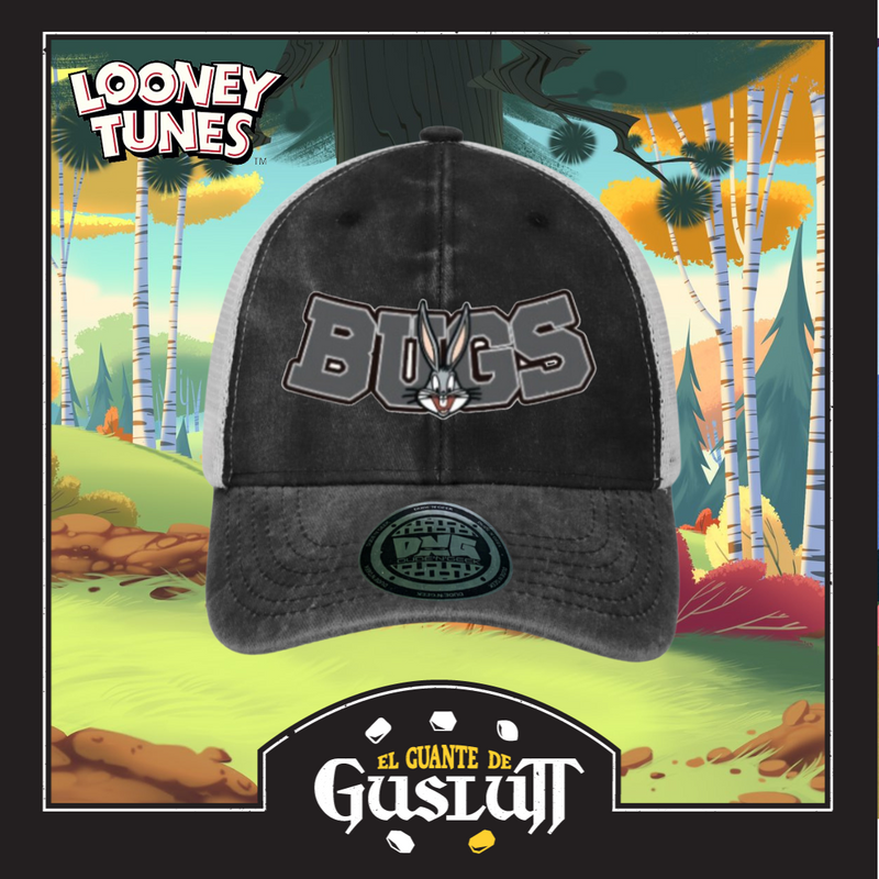 Gorra Looney Tunes “Bugs Bunny Logo” Gris-Blanca Trucker