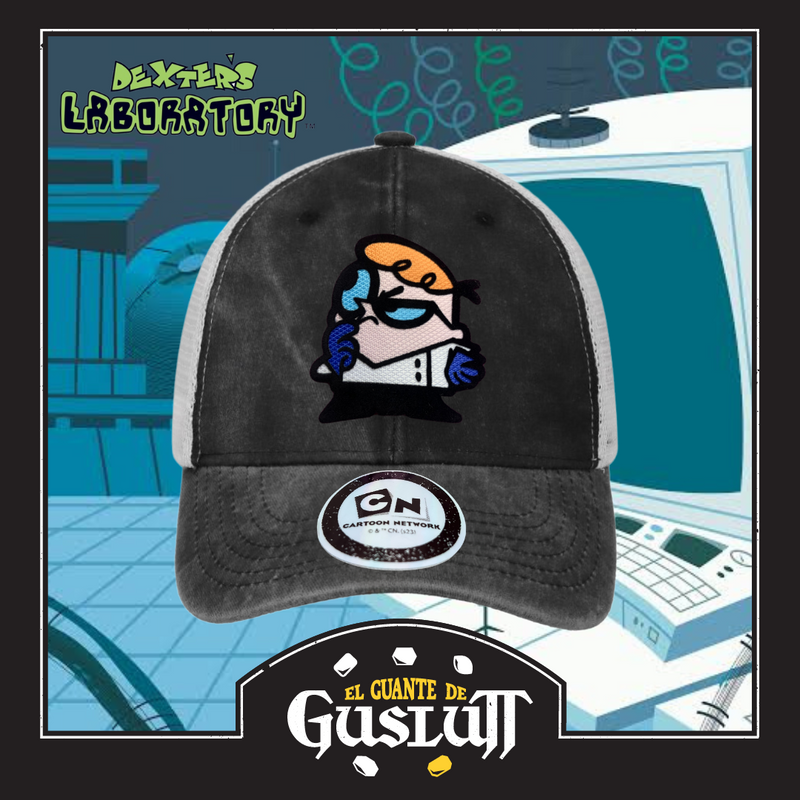 Gorra Cartoon Network Dexter’s Laboratory “Thinking Dexter” Gris-Blanca Trucker