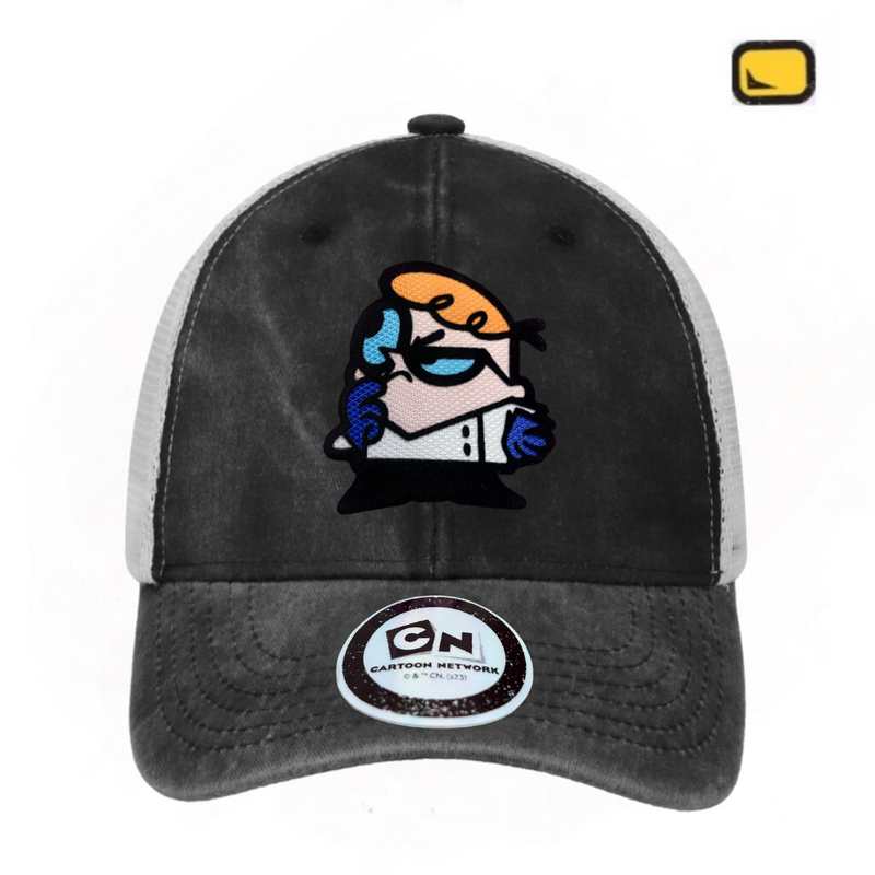 Gorra Cartoon Network Dexter’s Laboratory “Thinking Dexter” Gris-Blanca Trucker