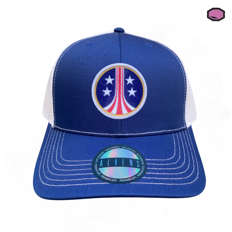 Gorra Aliens “USCM” Logo Azul-Blanca Premium Trucker