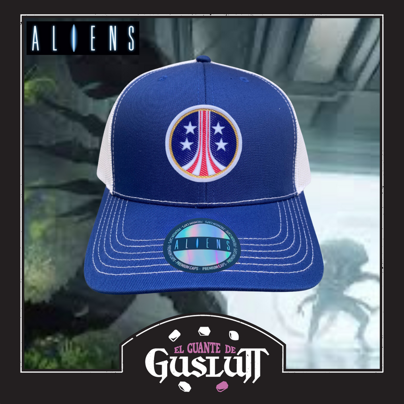 Gorra Aliens “USCM” Logo Azul-Blanca Premium Trucker