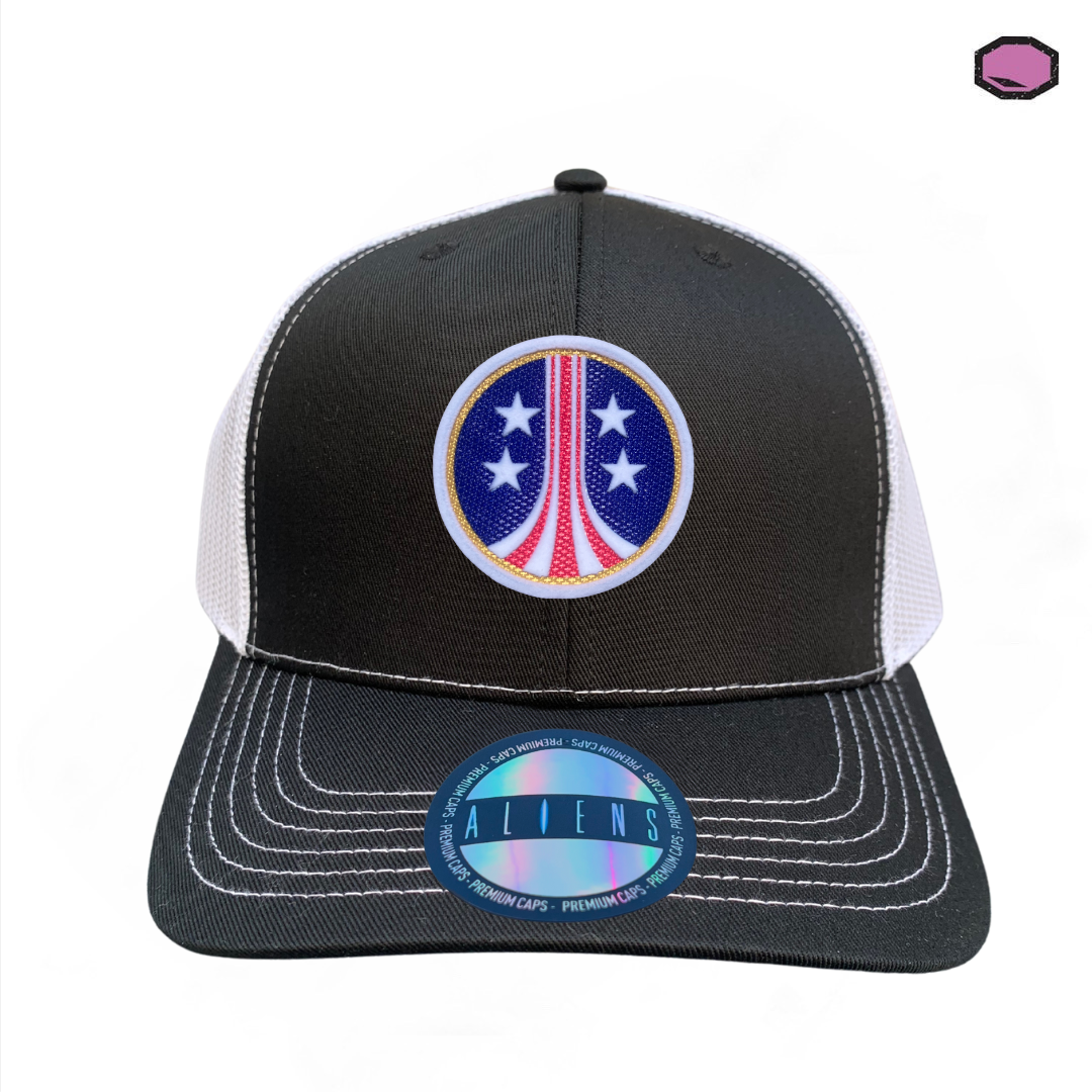 Gorra Aliens “USCM” Logo Negra-Blanca Premium Trucker