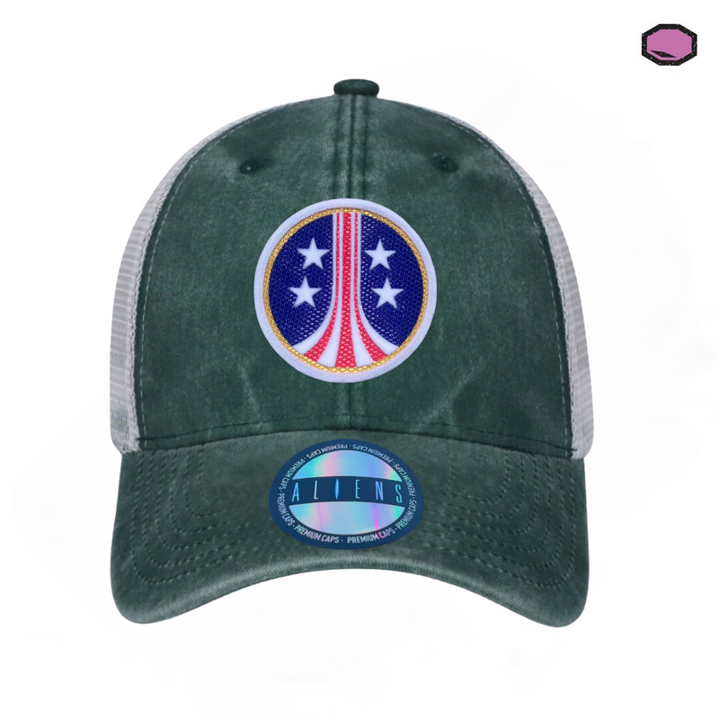 Gorra Aliens “USCM” Logo Verde-Blanca Trucker