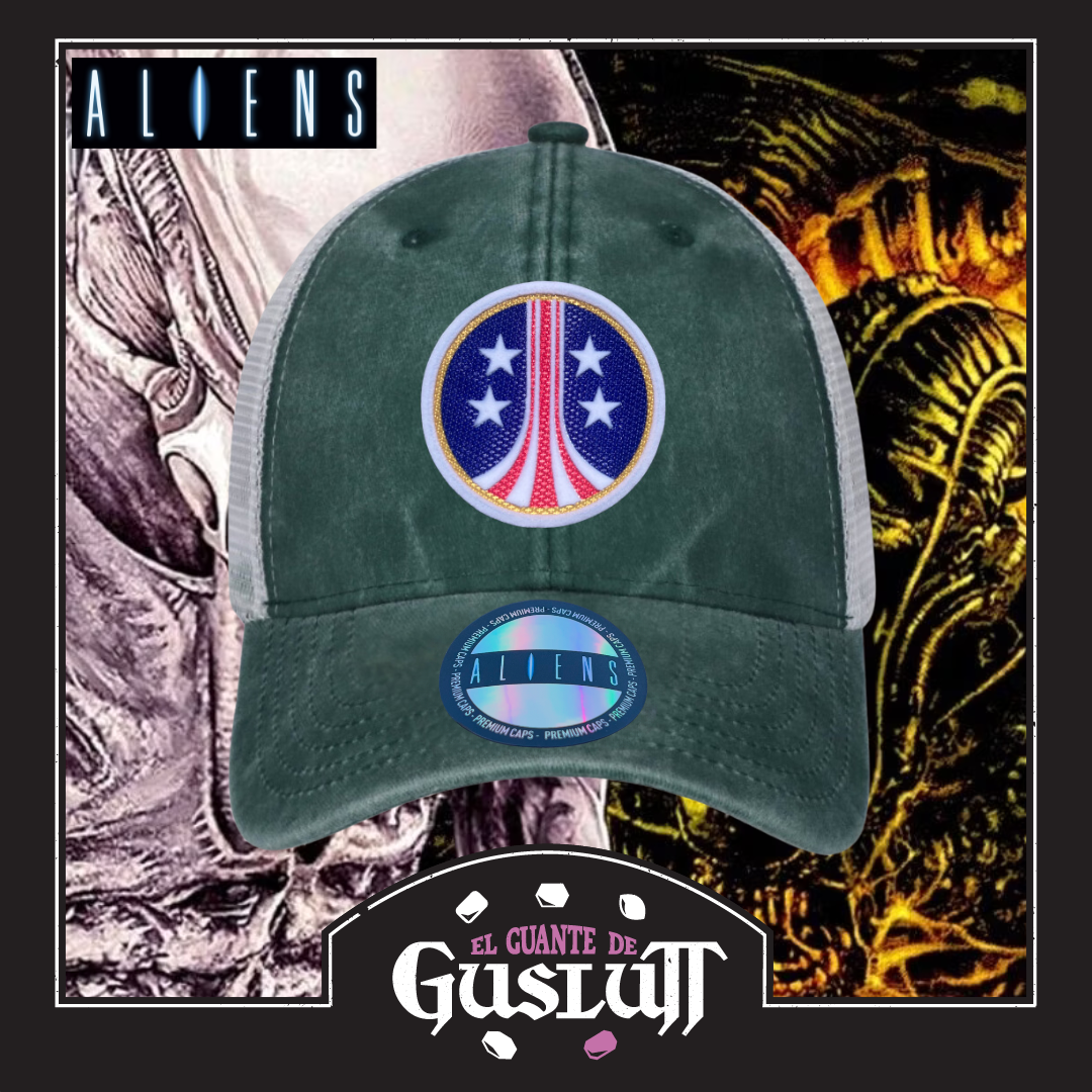 Gorra Aliens “USCM” Logo Verde-Blanca Trucker