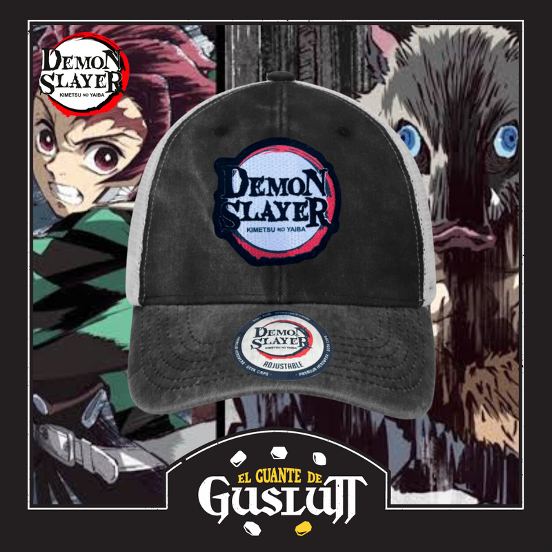 Gorra Demon Slayer: Kimetsu No Yaiba Logo Gris-Blanca Trucker