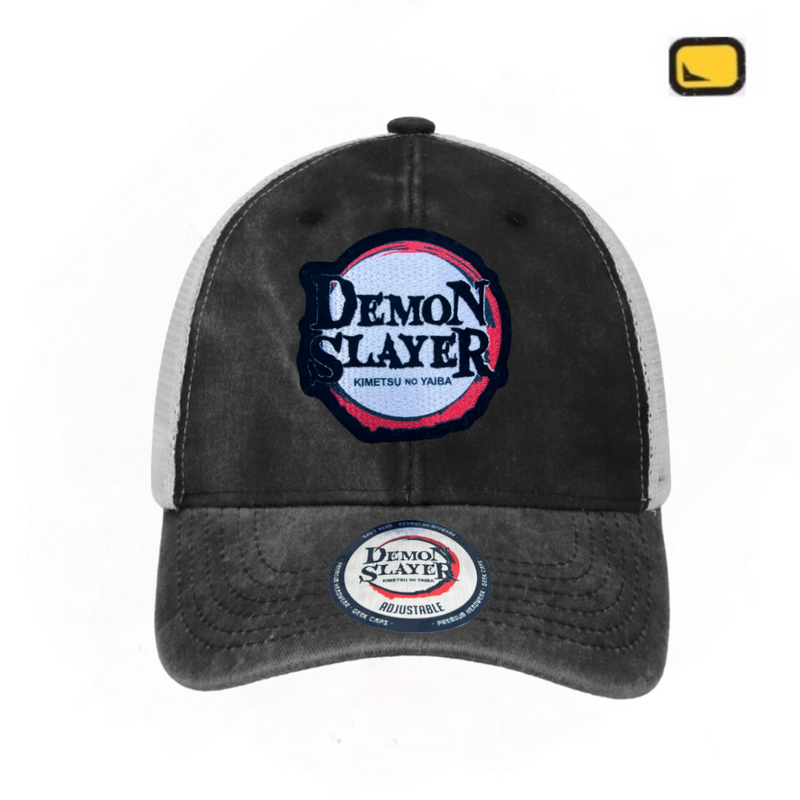 Gorra Demon Slayer: Kimetsu No Yaiba Logo Gris-Blanca Trucker