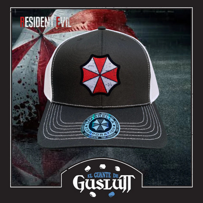 Gorra Resident Evil “Umbrella Logo” Negra-Blanca Premium Trucker