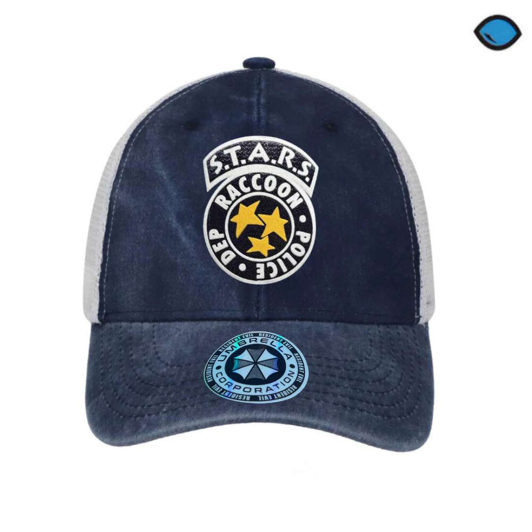 Gorra Resident Evil “S.T.A.R.S. Logo” Azul-Blanca Trucker