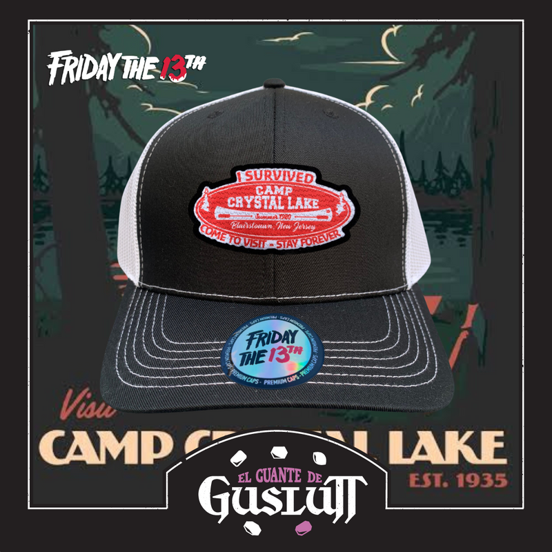 Gorra Friday the 13th “Camp Crystal Lake” Negra-Blanca Premium Trucker