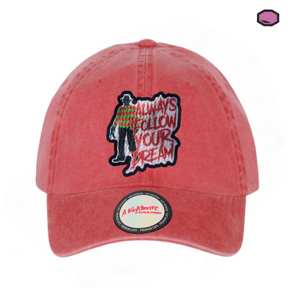 Gorra A Nightmare on Elm Street “Always follow your dream” Roja Vintage