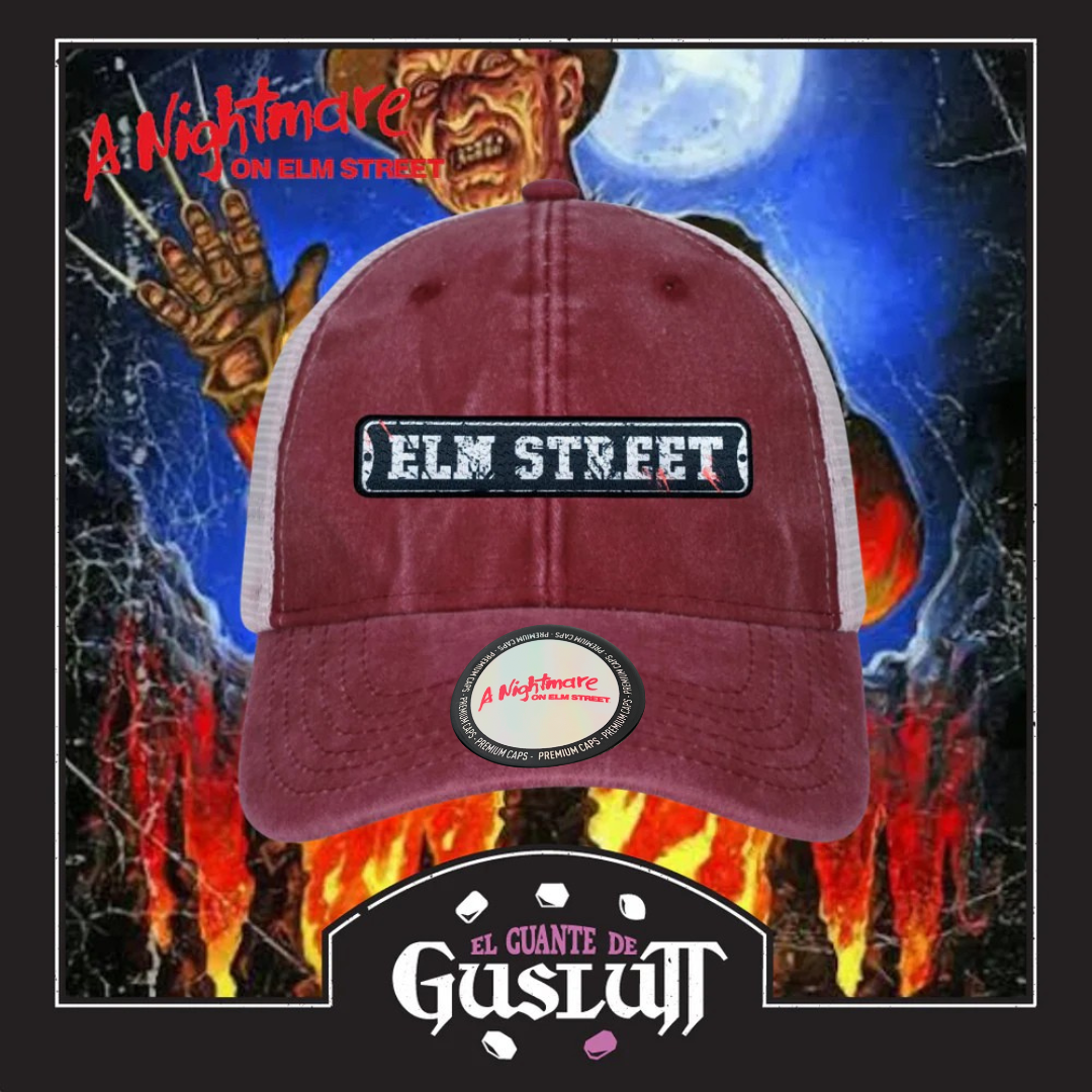 Gorra A Nightmare on Elm Street “Street Sign” Roja-Blanca Trucker