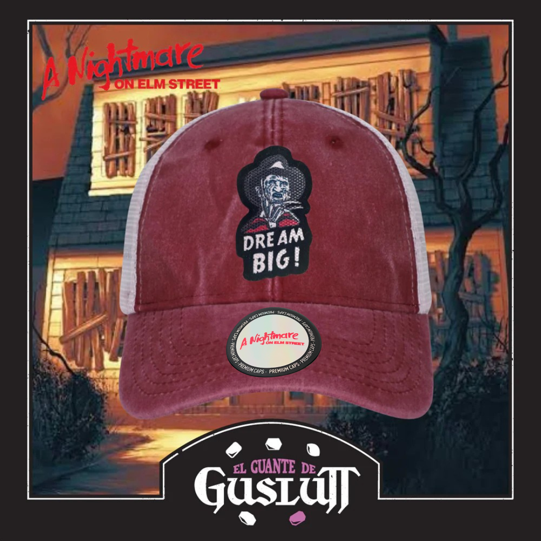 Gorra A Nightmare on Elm Street “Dream Big” Roja-Blanca Trucker