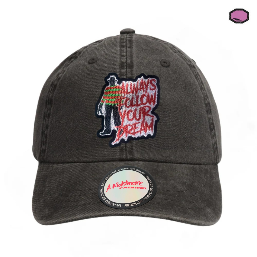 Gorra A Nightmare on Elm Street “Always follow your dream” Gris Vintage