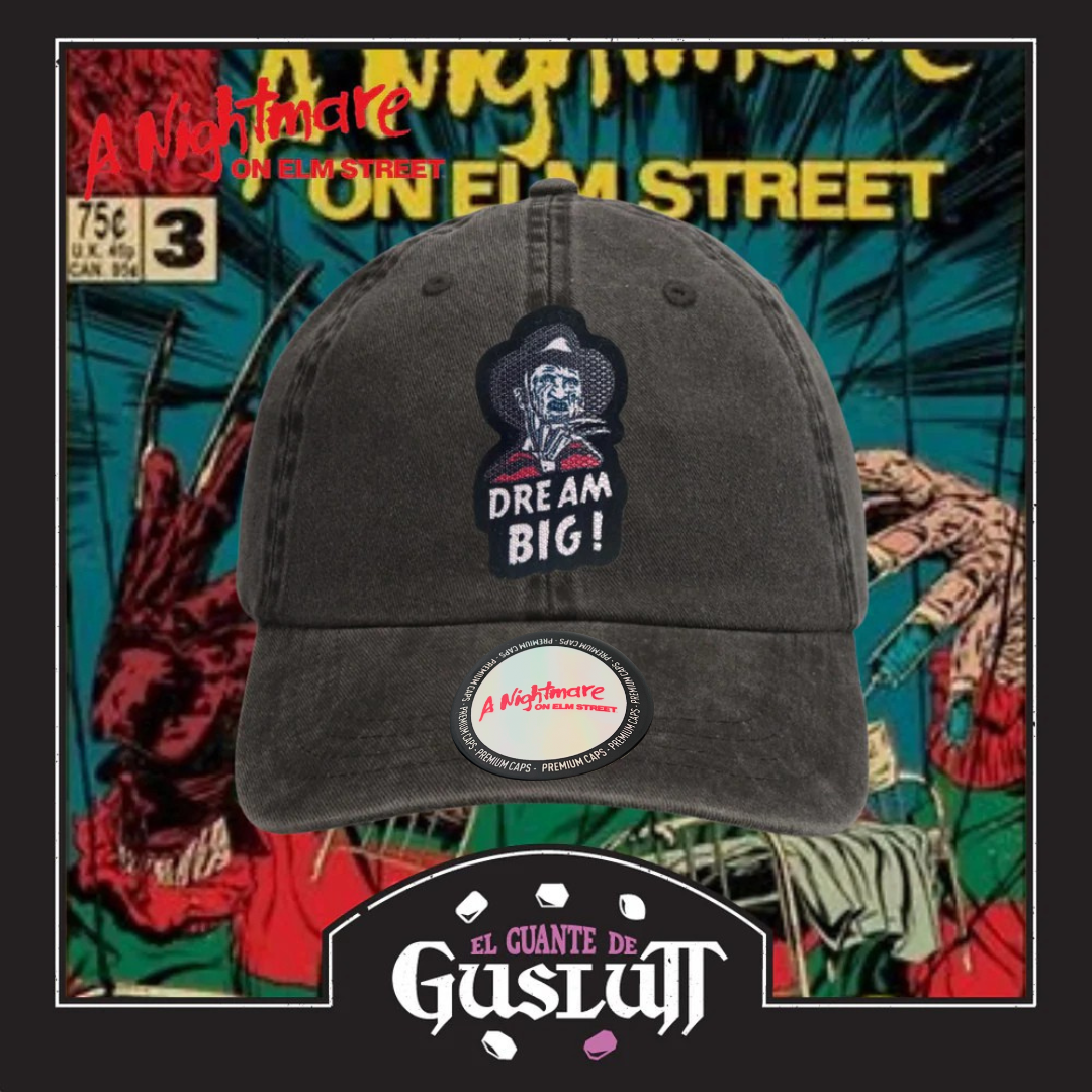 Gorra A Nightmare on Elm Street “Dream Big” Gris Vintage