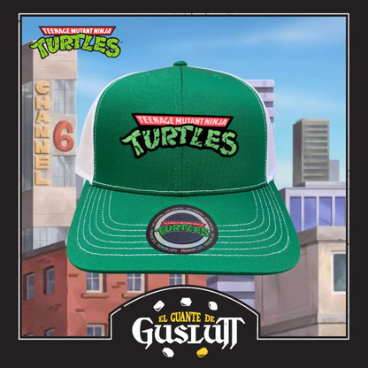 Gorra Tortugas Ninja TMNT “Classic Logo” Verde-Blanca Premium Trucker