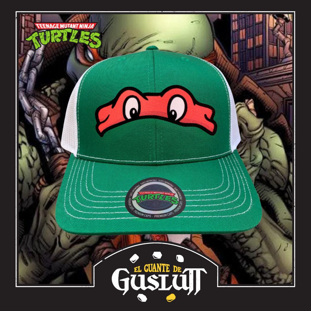 Gorra Tortugas Ninja TMNT “Raphael Mask” Verde-Blanca Premium Trucker