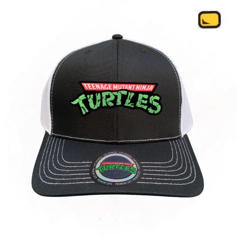 Gorra Tortugas Ninja TMNT “Classic Logo” Negra-Blanca Premium Trucker