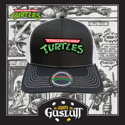 Gorra Tortugas Ninja TMNT “Classic Logo” Negra-Blanca Premium Trucker